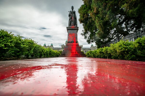 Queen-Victoria-Statue-with-Red-Paint-Trail-Credit-Michael-McArthur